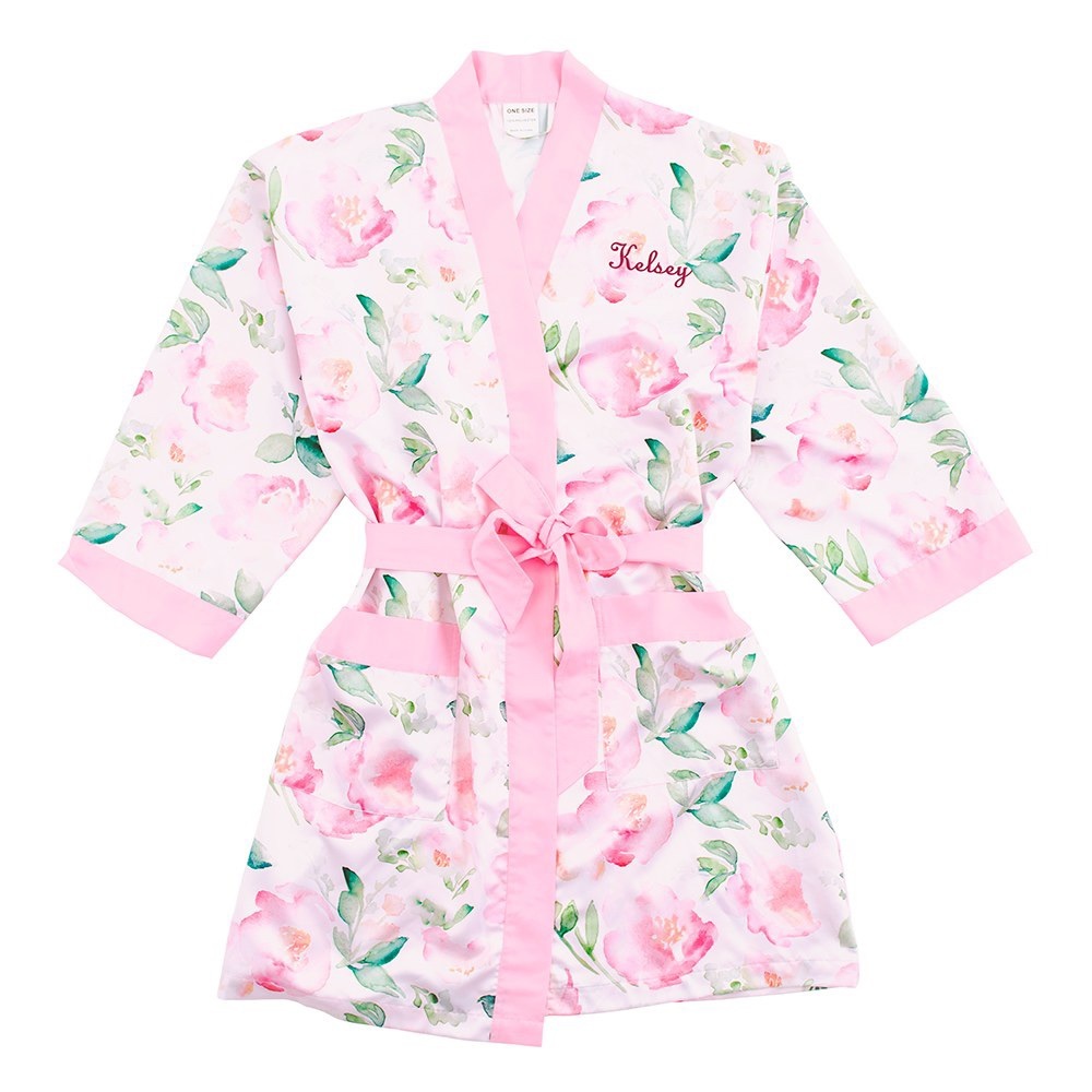 🌸 “The Knot” floral silky pink robes